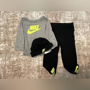 Nike Infant 3 piece Set - Gray, Black, and Neon Yellow size 9M